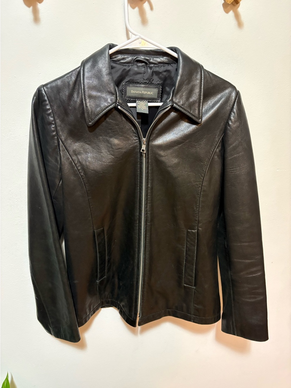 Black Genuine Leather Jacket - Banana Republic- Size S - Picture 2 of 11